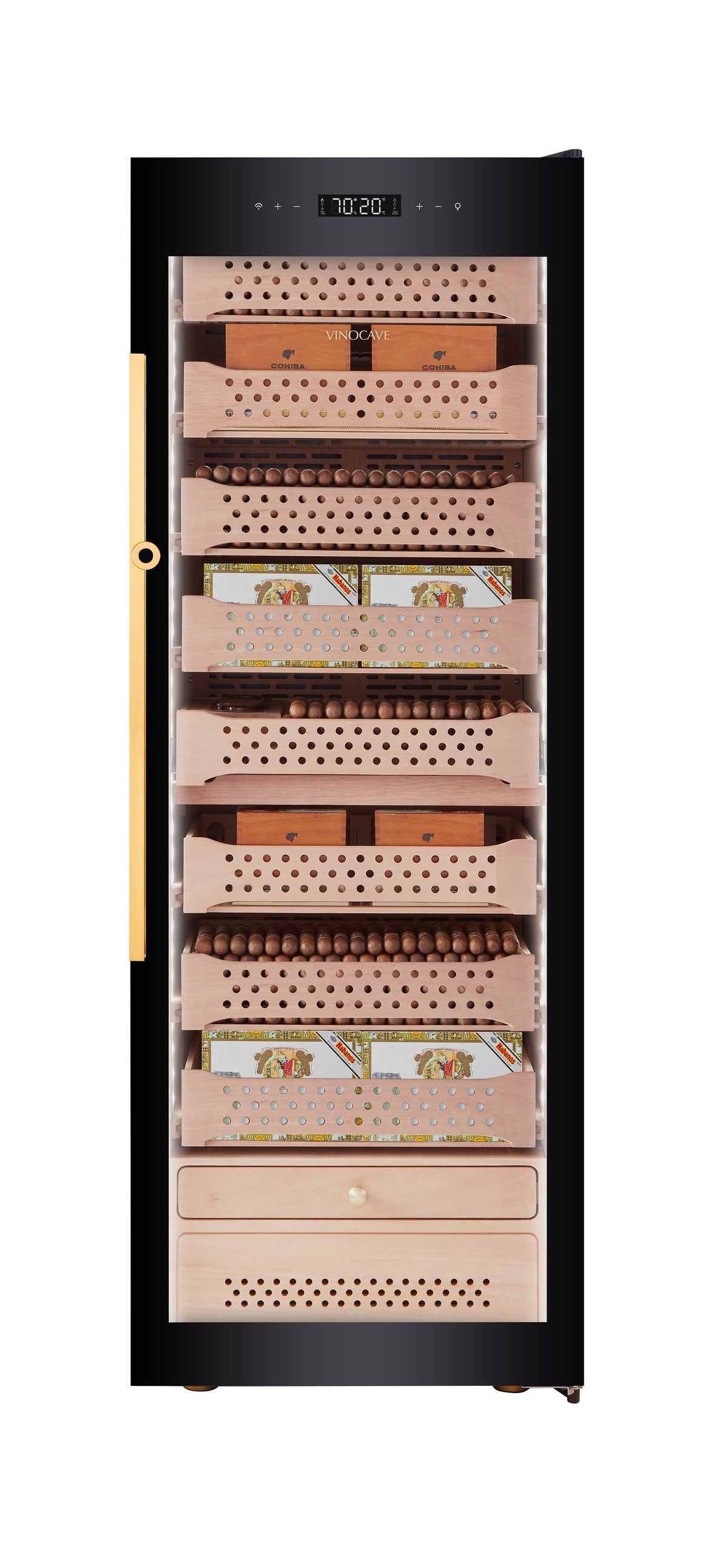 Afidano 1500 Count Cigar Humidor Cabinet Exterior in Steel, Temperature and Humidity Control with Touch Panel