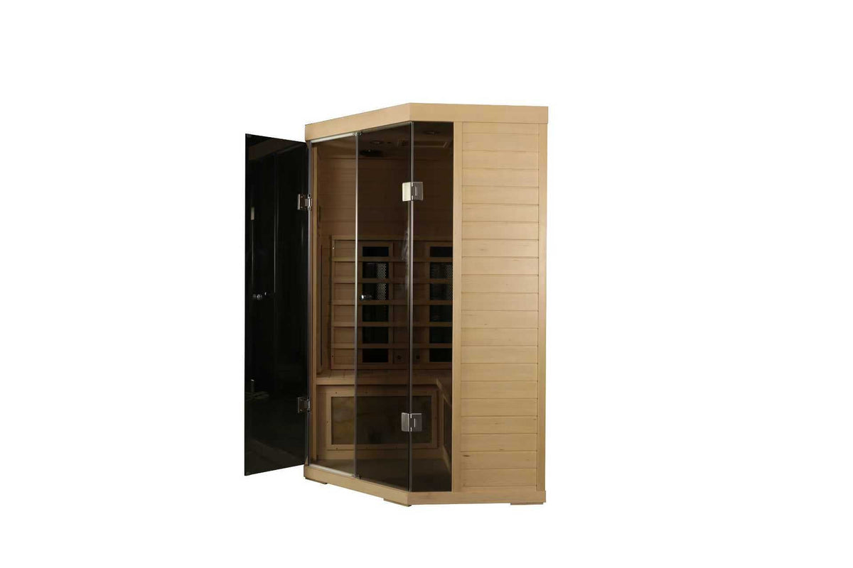 5-Person Hemlock Sauna with Far-Infrared Heating Panels - Natural Wood