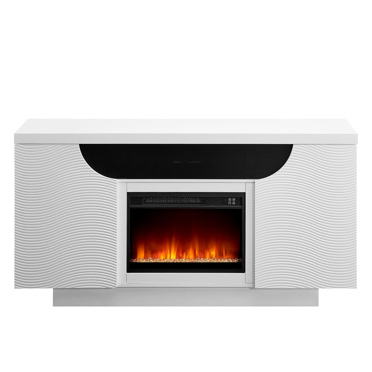 Electric Fireplace TV Stand with Multi-Color LED & 15 Temperature Settings - White