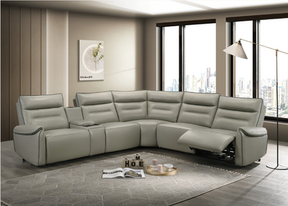 Jayke Top Grain Leather Match Power Motion Sectional Sofa