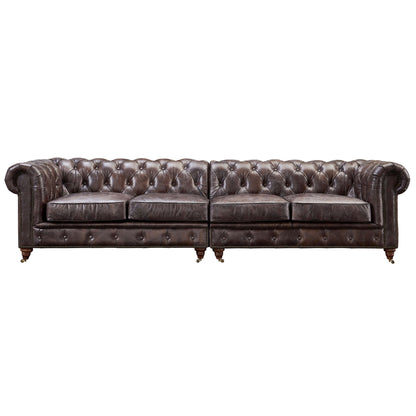 Century Chesterfield Sofa - Dark Brown Leather - 118"
