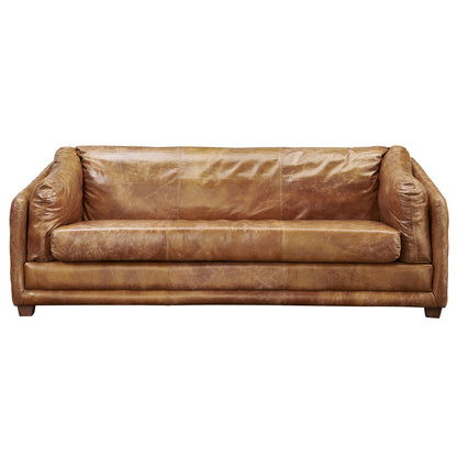 Waco Rustic Modern Sofa - Light Brown Leather