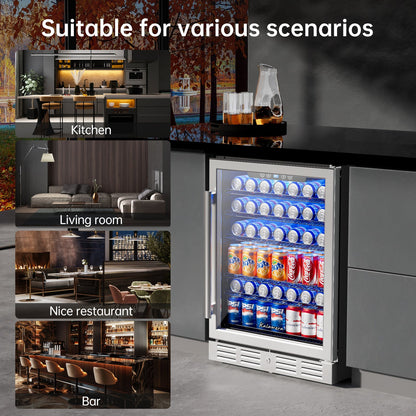 Kalamera 24" Built-in 175 Can Beverage Refrigerator