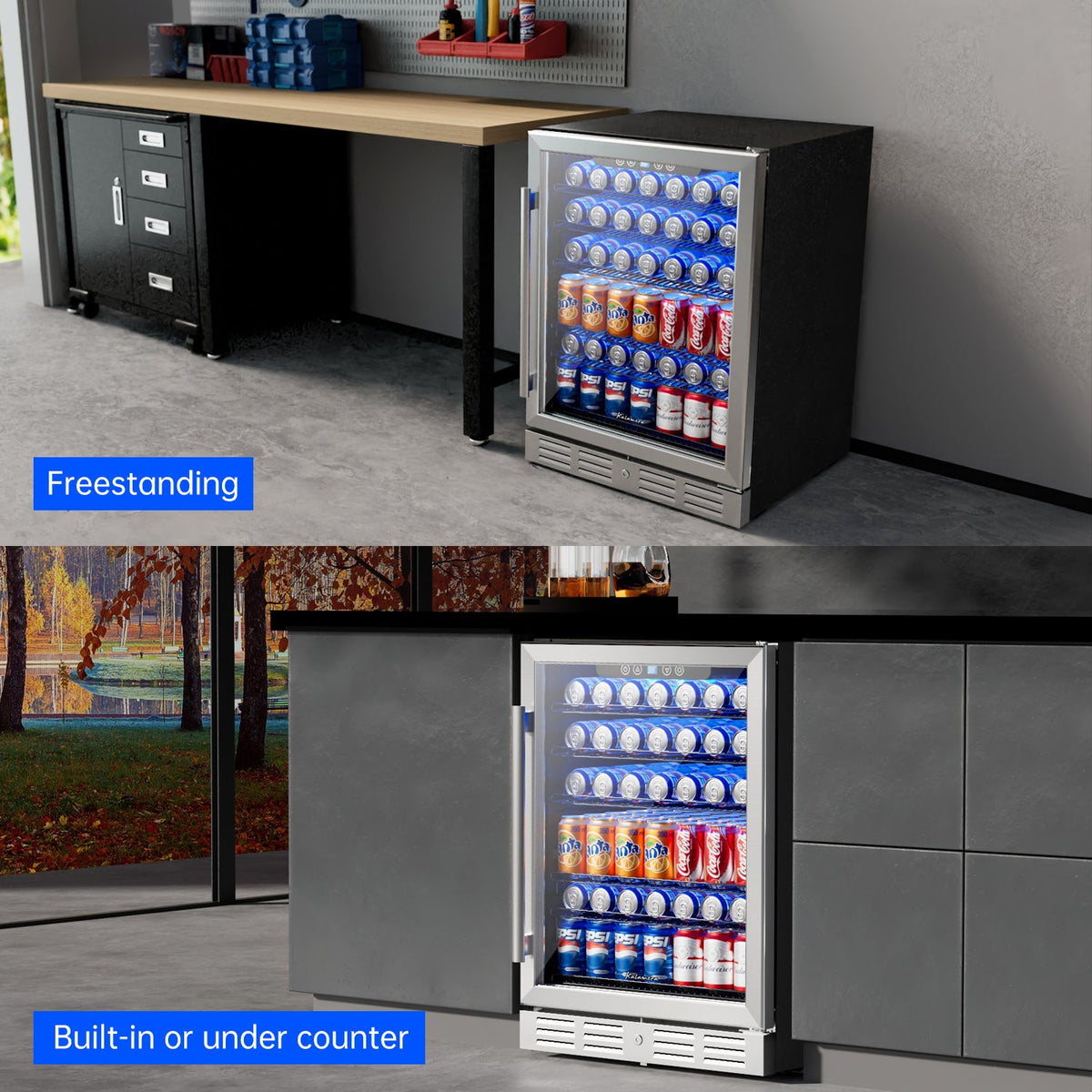 Kalamera 24" Built-in 175 Can Beverage Refrigerator