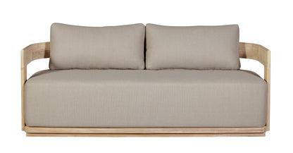 Eclipse Outdoor Solid Teak Wood Love seat Natural - Gray Fabric