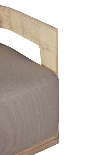 Eclipse Outdoor Solid Teak Wood Love seat Natural - Gray Fabric