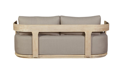 Eclipse Outdoor Solid Teak Wood Love seat Natural - Gray Fabric