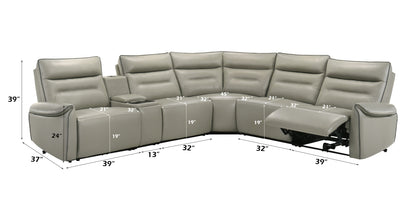 Jayke Top Grain Leather Match Power Motion Sectional Sofa