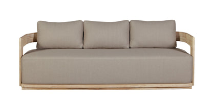 Eclipse Outdoor Solid Teak Wood Sofa Natural Look - Gray Fabric