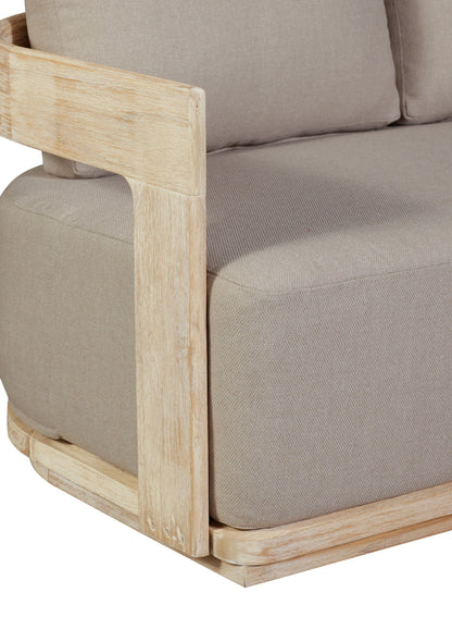 Eclipse Outdoor Solid Teak Wood Sofa Natural Look - Gray Fabric