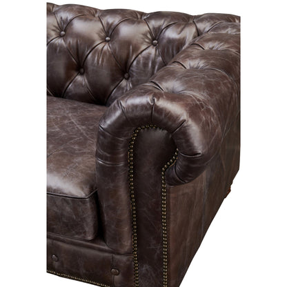 Century Chesterfield Sofa - Dark Brown Leather - 118"
