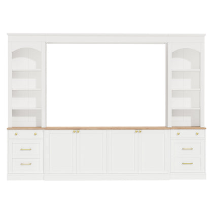 Farmhouse Arched Entertainment Center Wall Unit