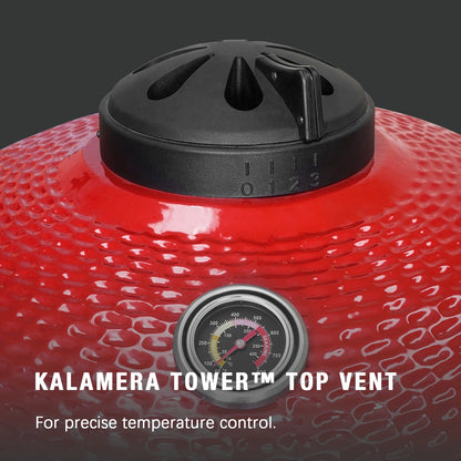 Kalamera 24” Ultimate Outdoor Ceramic Grill Kamado with Cart and Side-wings