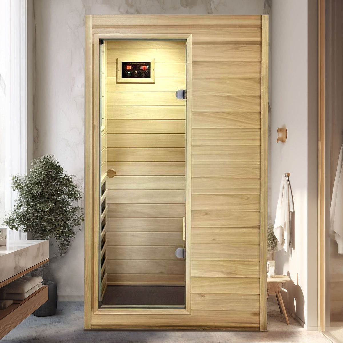 Far Infrared Sauna Room with Digital Controls - European Aspen