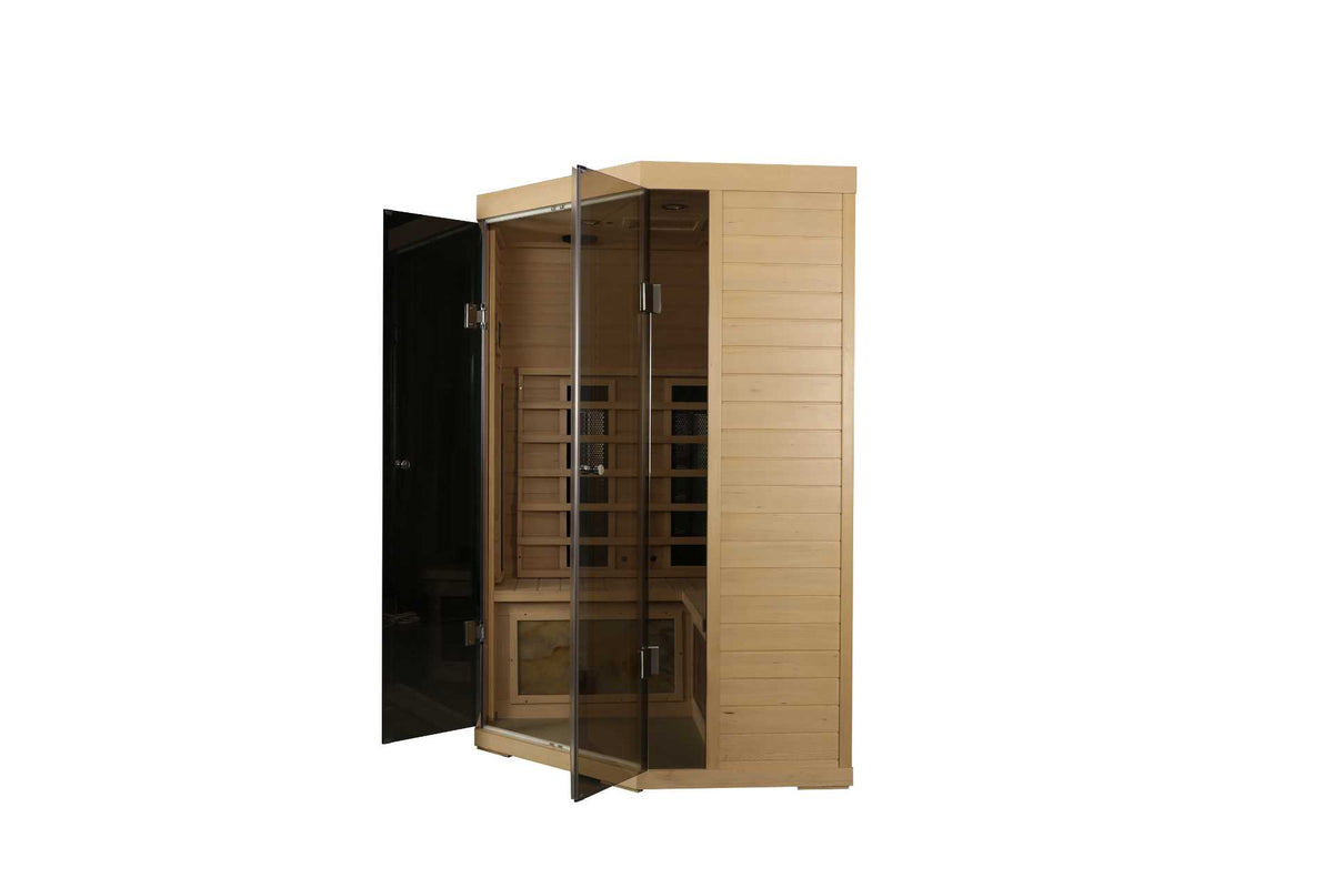 5-Person Hemlock Sauna with Far-Infrared Heating Panels - Natural Wood