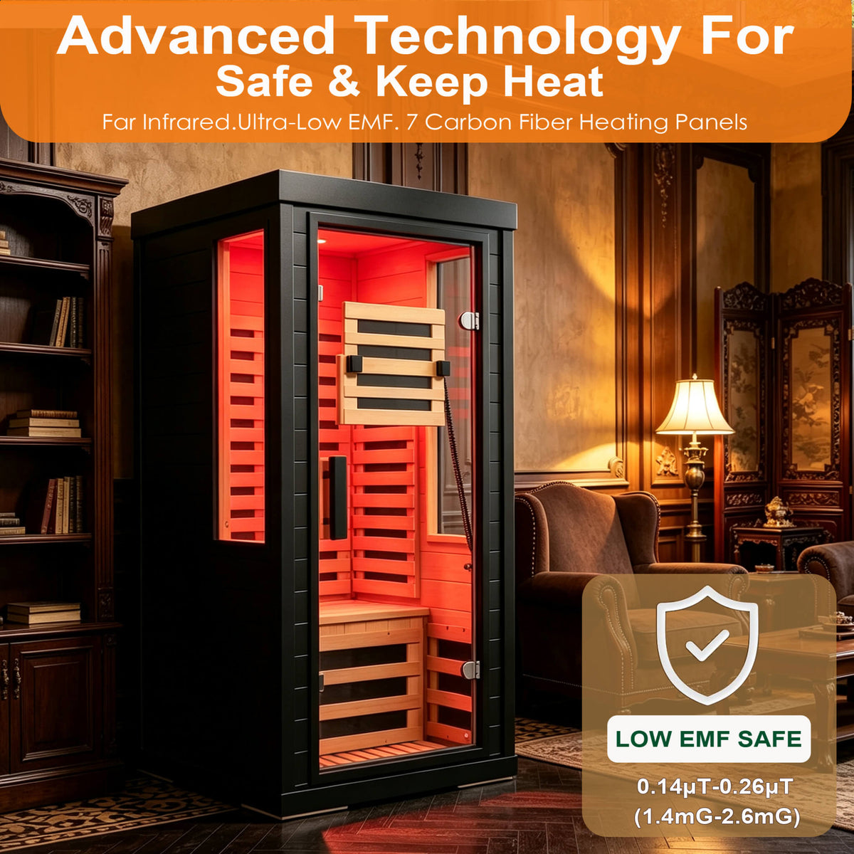 Aurelo 2-Person Low EMF Indoor Infrared Sauna With Red Light Therapy