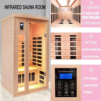 Orien Premium 2-Person Low EMF FAR-Infrared Heat Wood Home Personal Spa Sauna With Ceramic Heaters (SAK25714)
