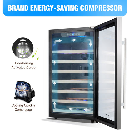 Kalamera 50 Bottle Compressor Wine Refrigerator Single Zone with Touch Control