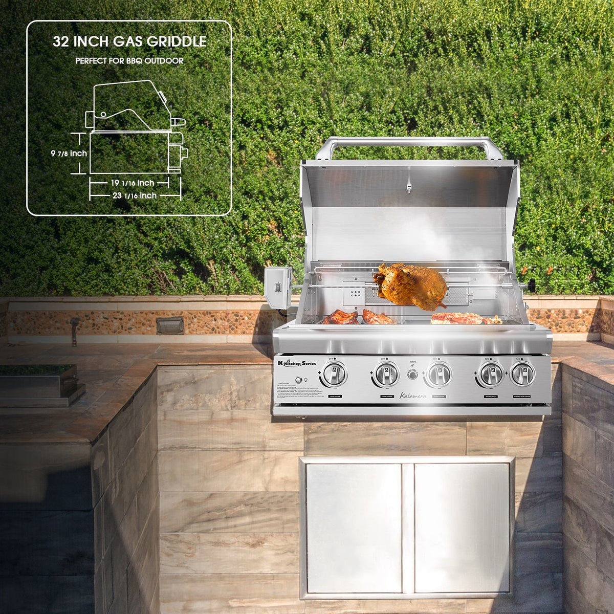 Kalamera 32inch built-in 4-burner Outdoor S/S Grill K-kitchen Series