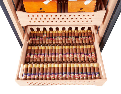 Afidano 1500 Count Cigar Humidor Cabinet Exterior in Steel, Temperature and Humidity Control with Touch Panel