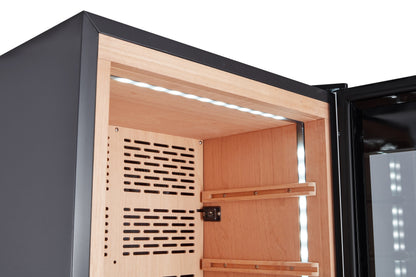 Afidano 1500 Count Cigar Humidor Cabinet Exterior in Steel, Temperature and Humidity Control with Touch Panel