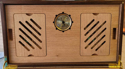 Black Walnut Cigar Humidor - Spanish Cedar Lined - 80 Count - Personalized Brass Engraving
