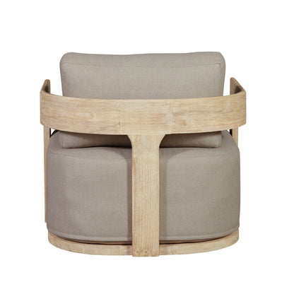 Eclipse Outdoor Solid Teak Wood Revolving Chair Natural Look - Gray Fabric
