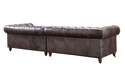 Century Chesterfield Sofa - Dark Brown Leather - 118"