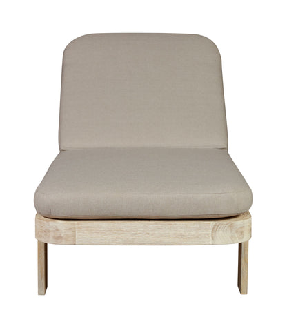 Eclipse Outdoor Solid Teak Wood Natural Look Sun Lounger  - Grey Fabric
