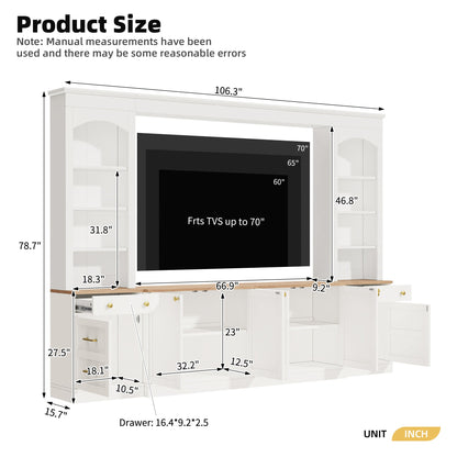 Farmhouse Arched Entertainment Center Wall Unit