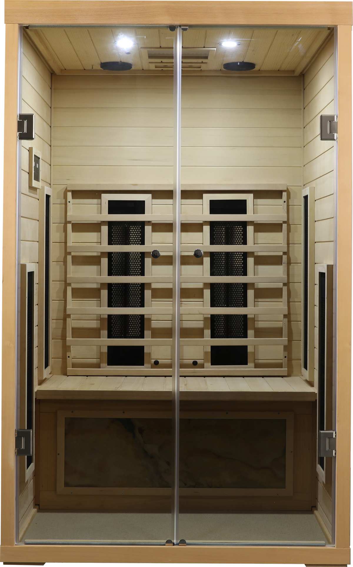 Two Person Hemlock Wood Far-Infrared Sauna Room with Far-Infrared Heating Panels - Natural