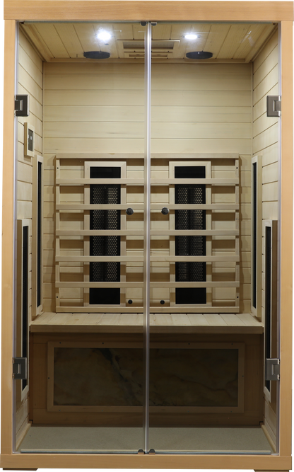 Two Person Hemlock Wood Far-Infrared Sauna Room with Far-Infrared Heating Panels - Natural