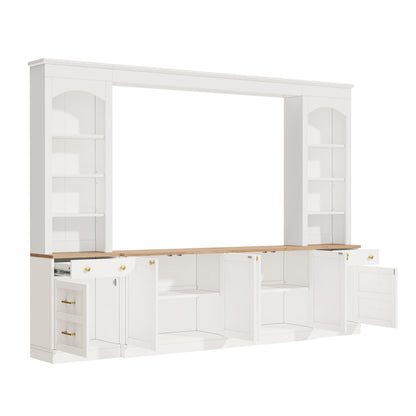 Farmhouse Arched Entertainment Center Wall Unit