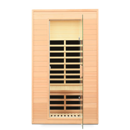 Hemlock Far Infrared Roof Embedded Indoor Sauna Room with LCD Controls - Light Brown