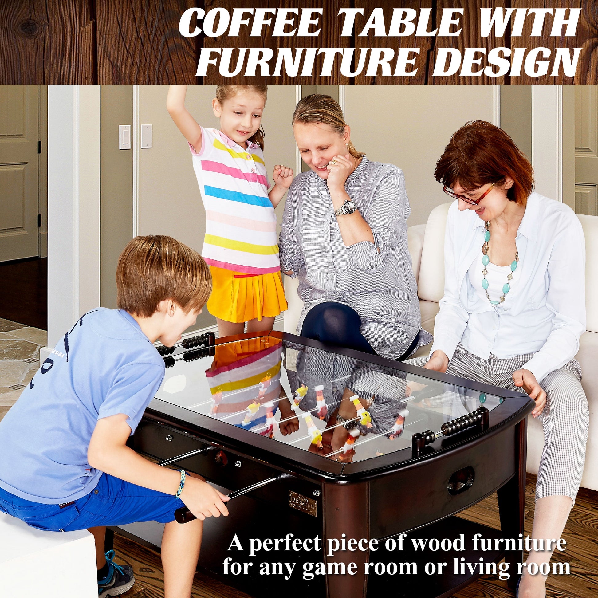 42” Foosball Coffee Table, Soccer, Accessories Included by