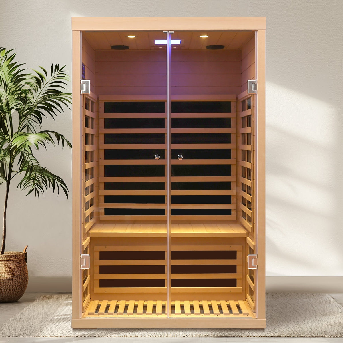 Hemlock Infrared Double Sauna Room with Glass Doors - 2 Person Indoor Luxury