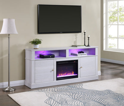 Terra - TV Stand Console With Fireplace - White Walnut