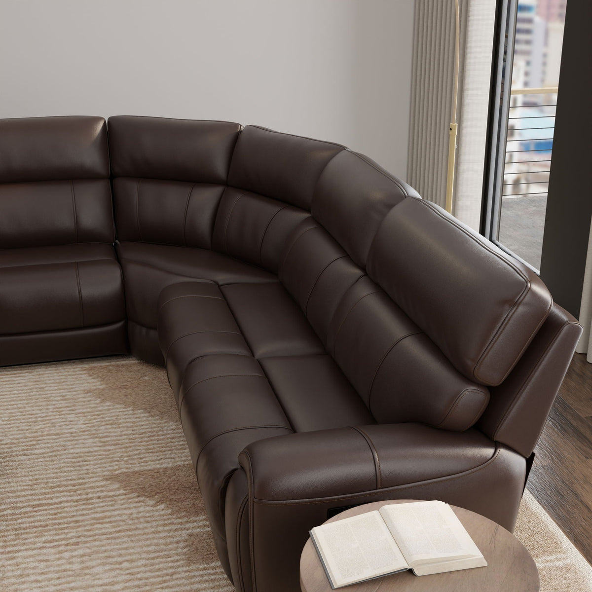 Brazil - Power Sectional With Adjustable Headrest & Footrest - Dark Brown