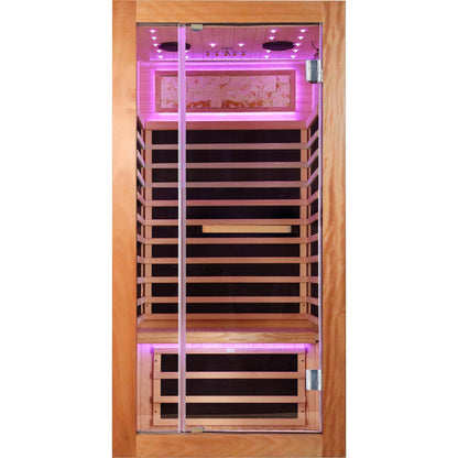 American White Oak Single Person Sauna Room with LED Lighting