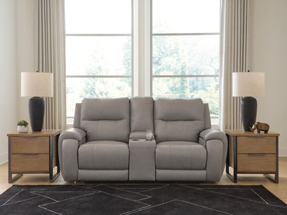 Real Moments - Power Reclining Loveseat With Audio Seating - Ash