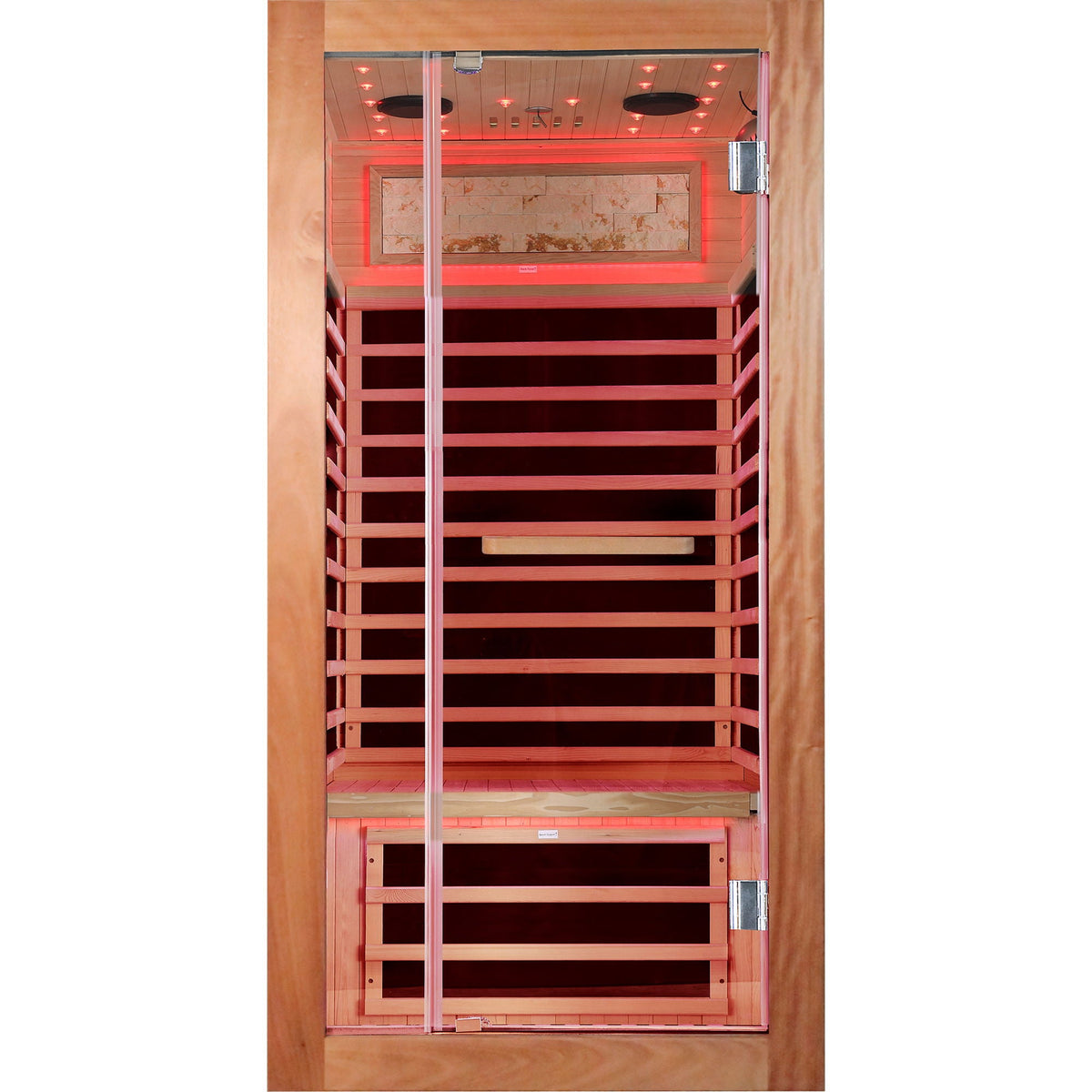 American White Oak Single Person Sauna Room with LED Lighting