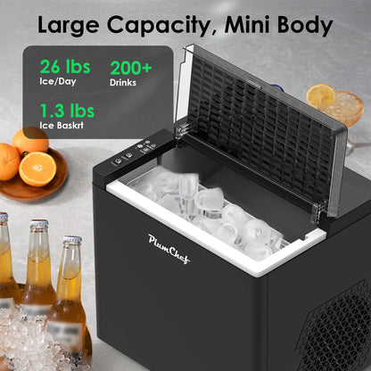 Bullet Ice Maker Machine Countertop with 26 lbs Daily Output - Stainless Steel