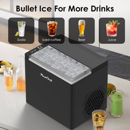 Bullet Ice Maker Machine Countertop with 26 lbs Daily Output - Stainless Steel