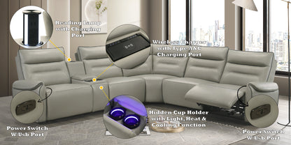Jayke Top Grain Leather Match Power Motion Sectional Sofa