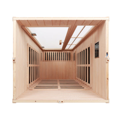 Deluxe One Person Hemlock Infrared Sauna Room with LED Colour Lights