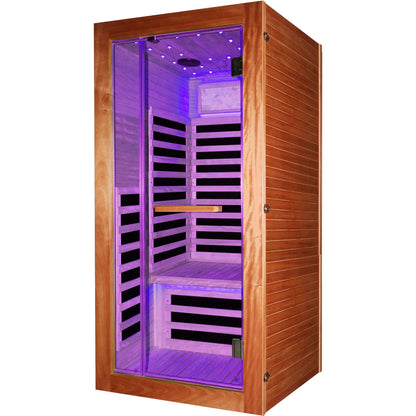 American White Oak Single Person Sauna Room with LED Lighting