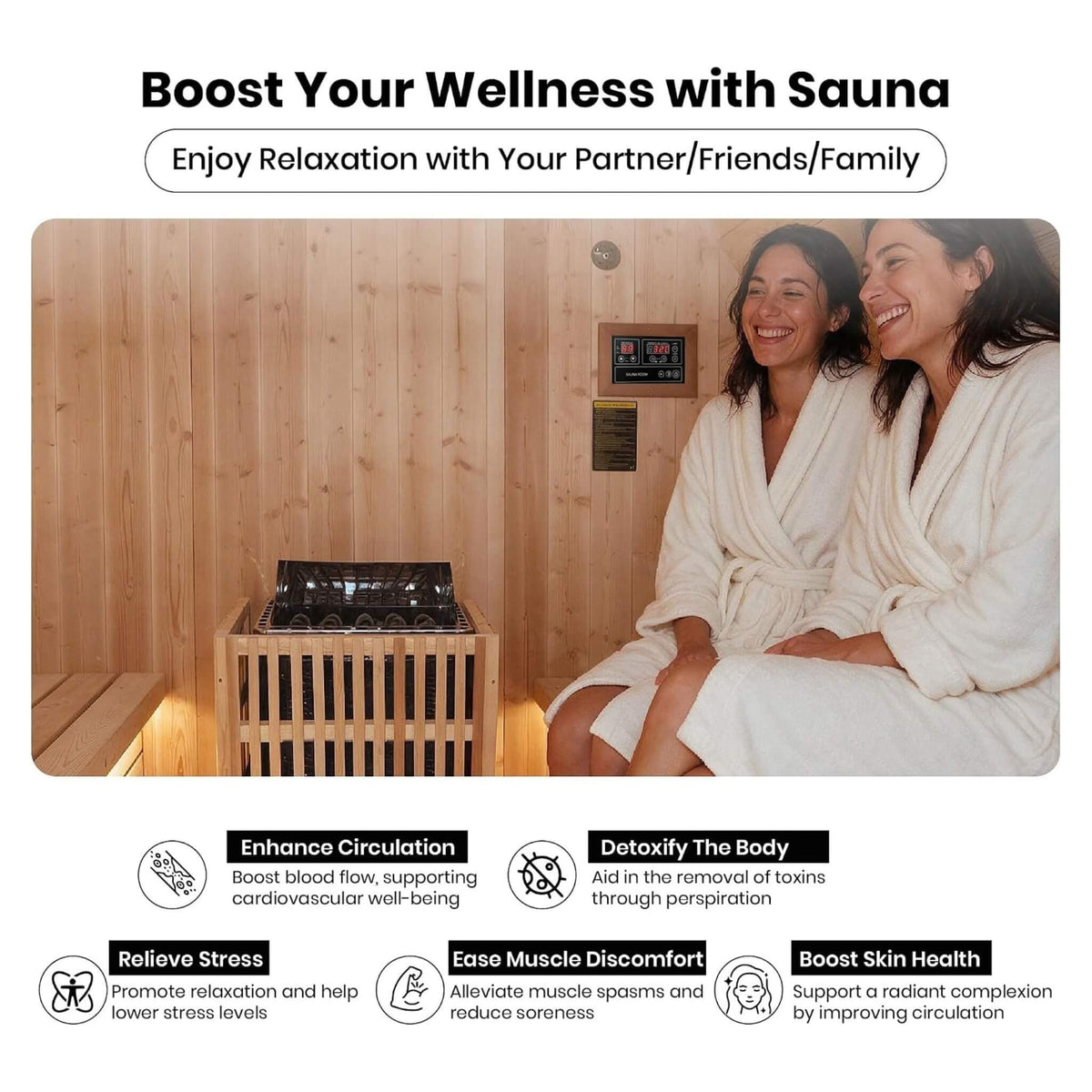 Varenna 6-Person Outdoor Traditional Carbonized Spruce Barrel Sauna