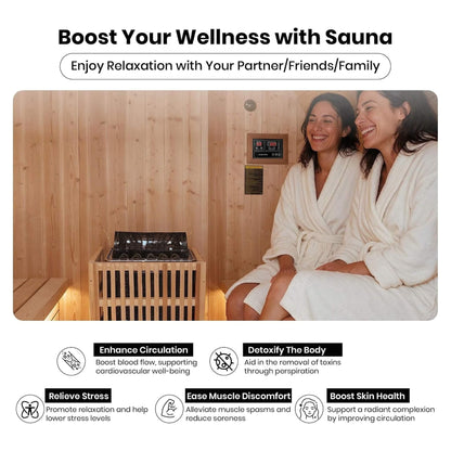 Varenna 6-Person Outdoor Traditional Carbonized Spruce Barrel Sauna
