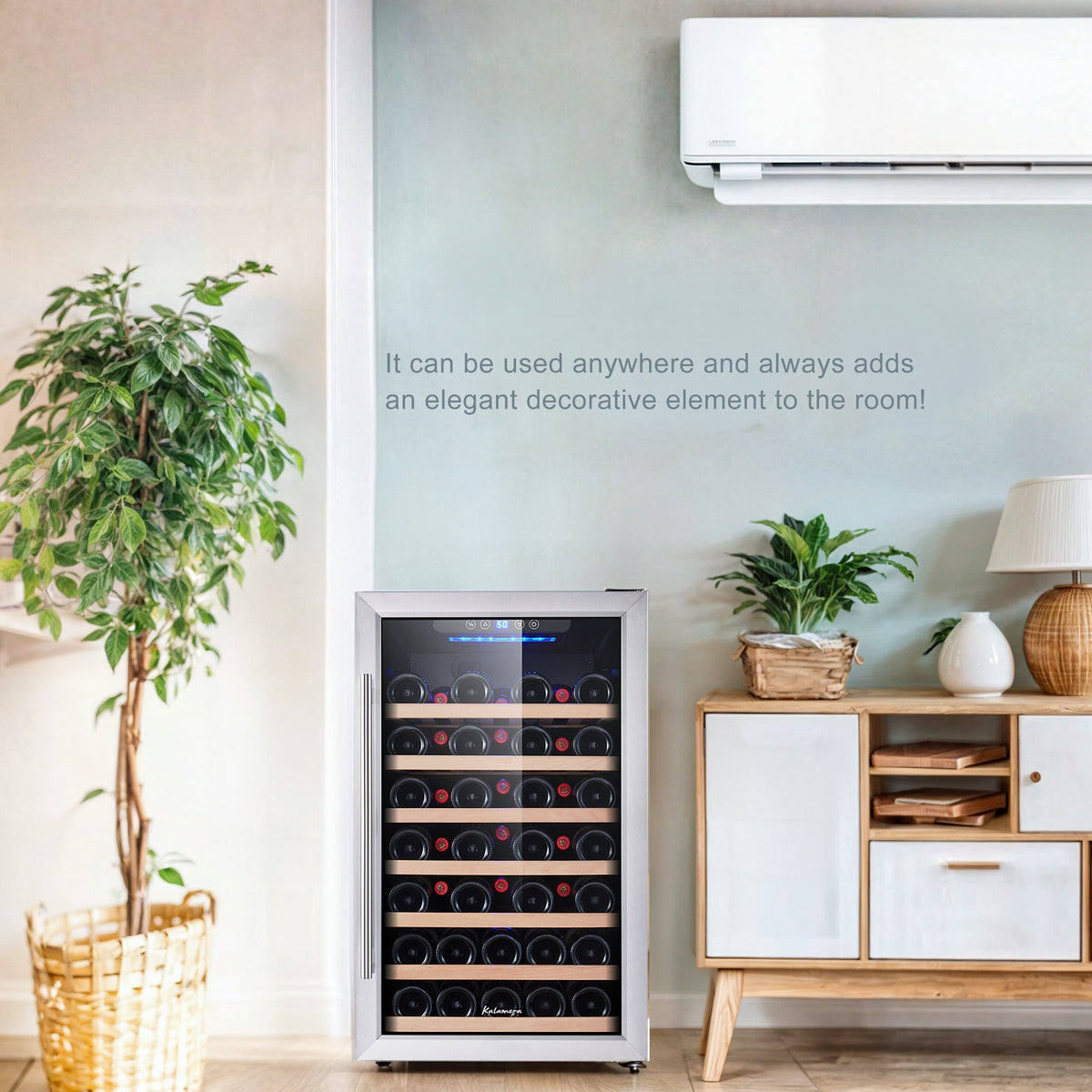 Kalamera 50 Bottle Compressor Wine Refrigerator Single Zone with Touch Control