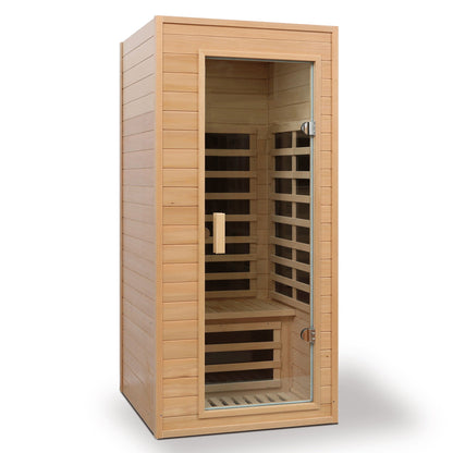 Hemlock Far Infrared Roof Embedded Indoor Sauna Room with LCD Controls - Light Brown
